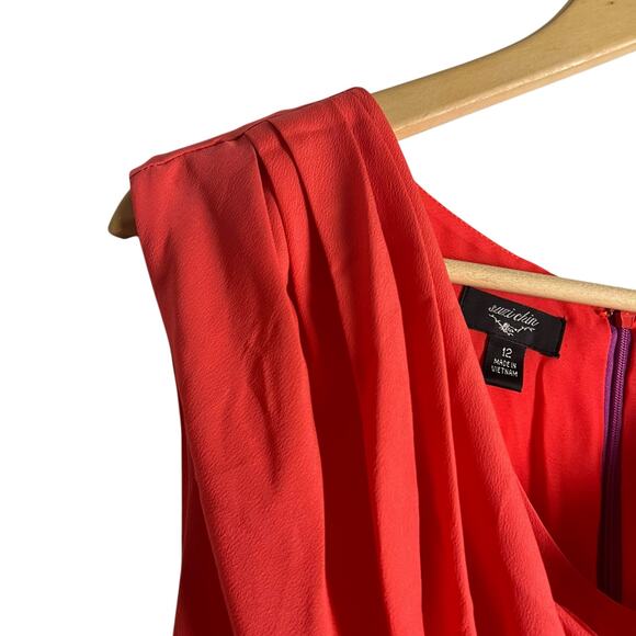 Suzy Chin Coral Purple Two-Tone Draped Faux Wrap Sleeveless Mini Dress Size 12 - Picture 5 of 12